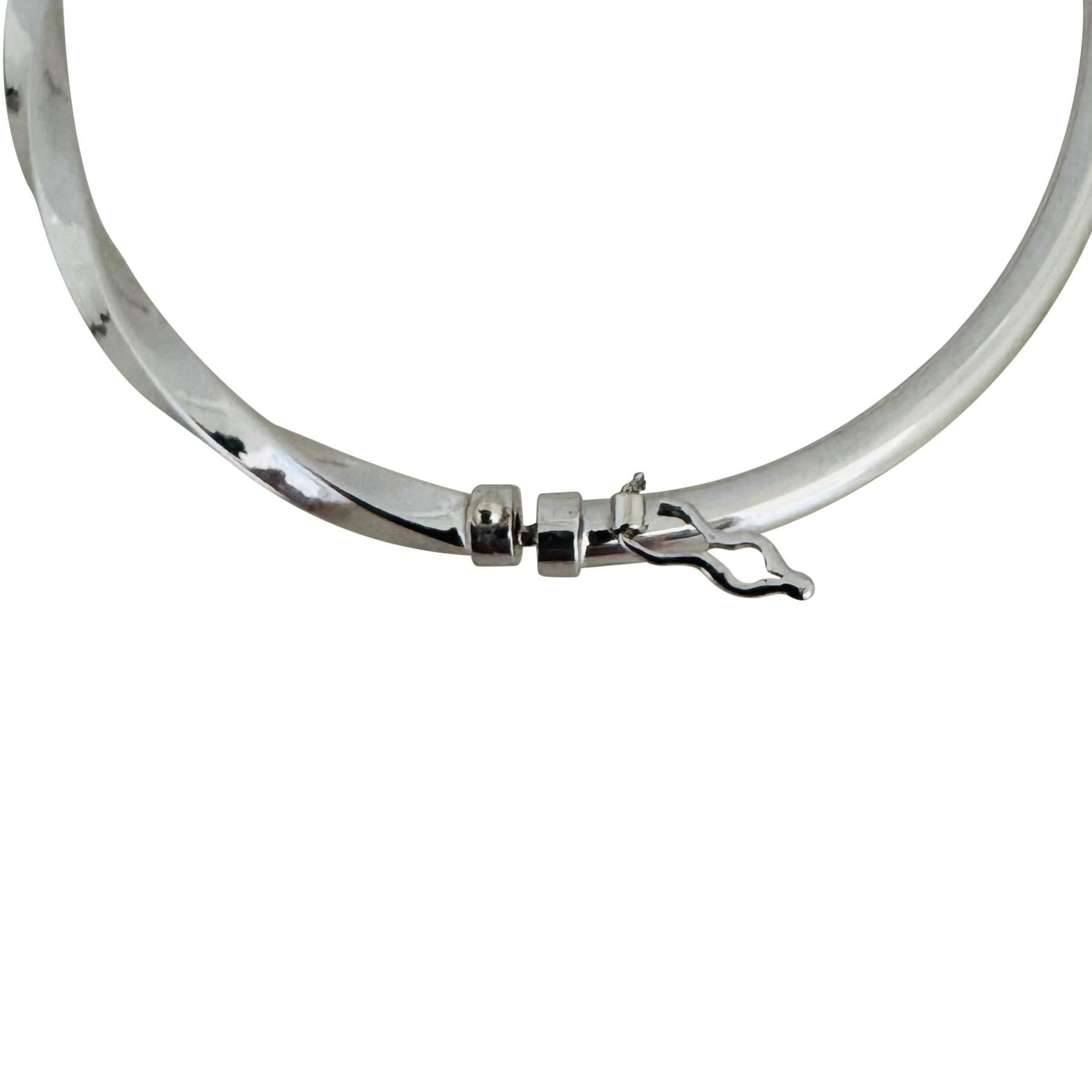 18k White Gold 6g Polished 3mm Twisted Spiral Bangle Bracelet Italy 7