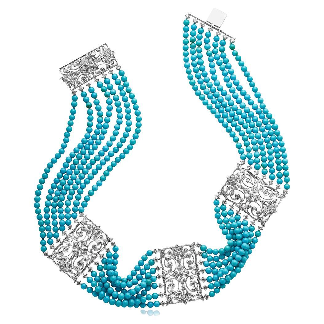Ethnic Beaded Collar Necklace at 1stDibs
