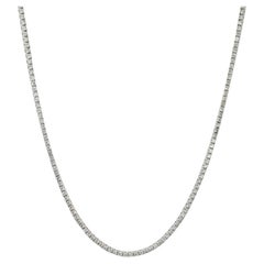 18K White Gold 7.00ct Round Diamond 4 Prongs Tennis Chain Matinee Necklace