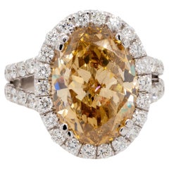 Anello con diamante marrone/giallo a taglio misto in oro bianco 18 carati da 7,00 ct.