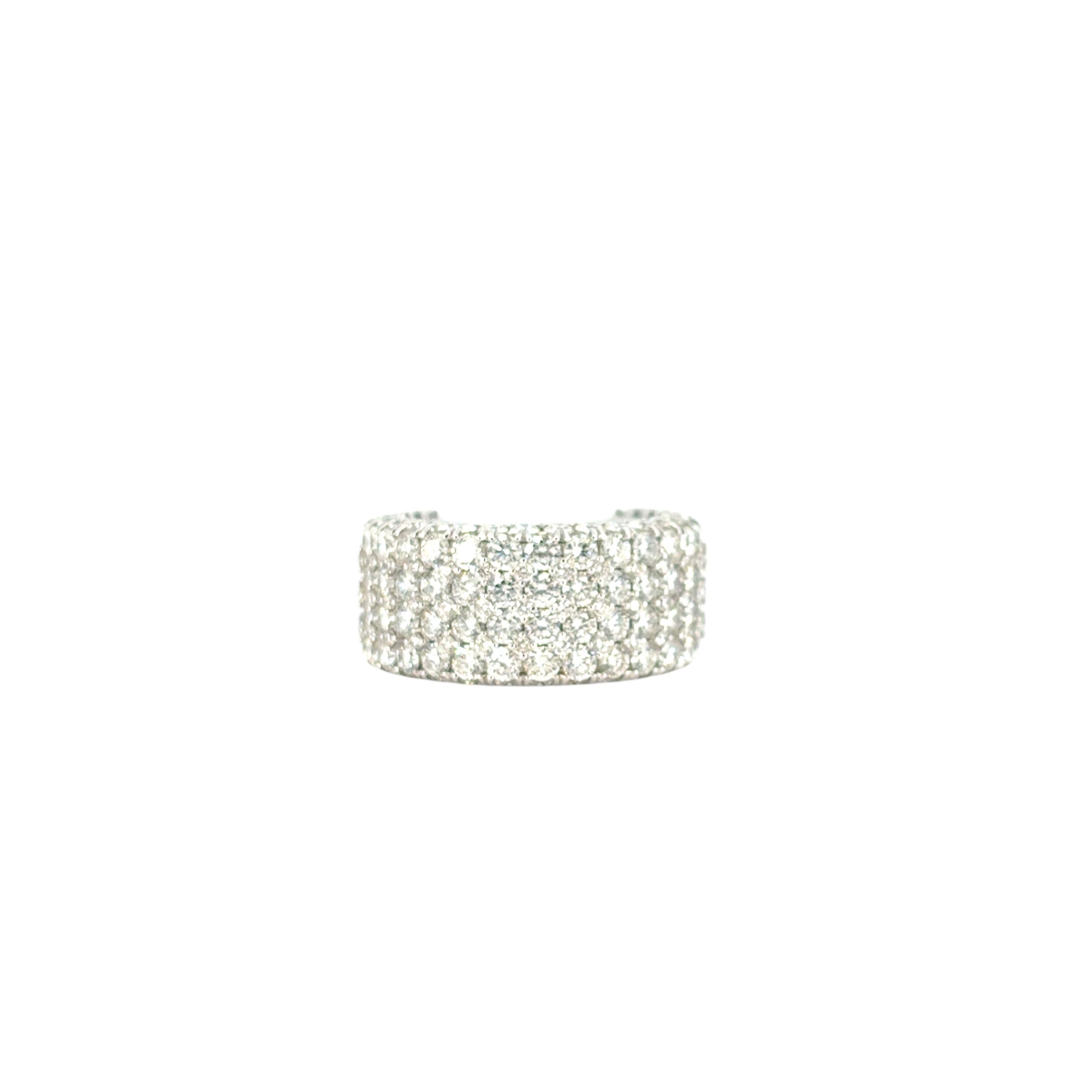 Bague large en or blanc 18 carats avec pavé de diamants naturels ronds brillants de 7,05 carats en vente 5