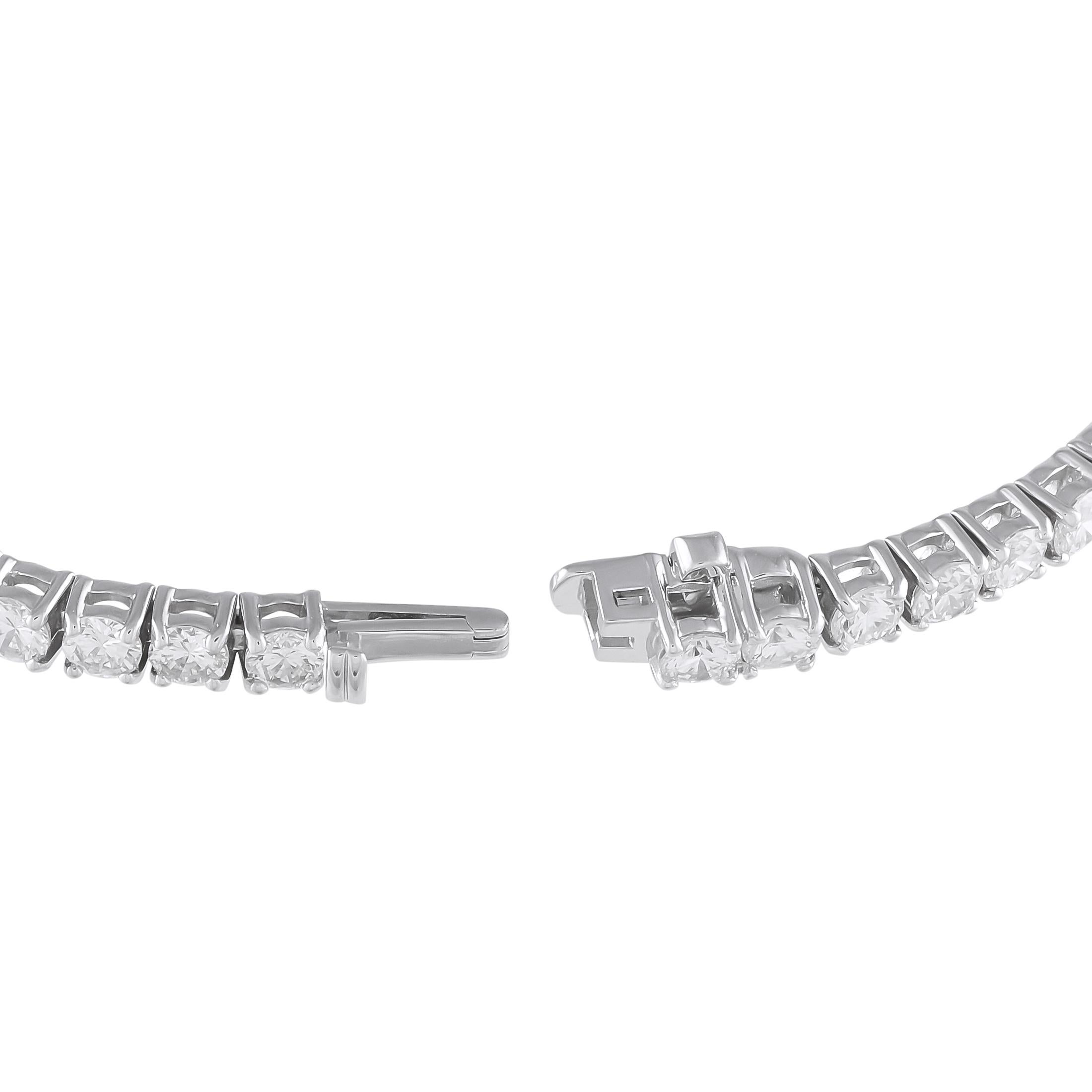 Round Cut 18K White Gold 7.09ct Diamond Tennis Bracelet