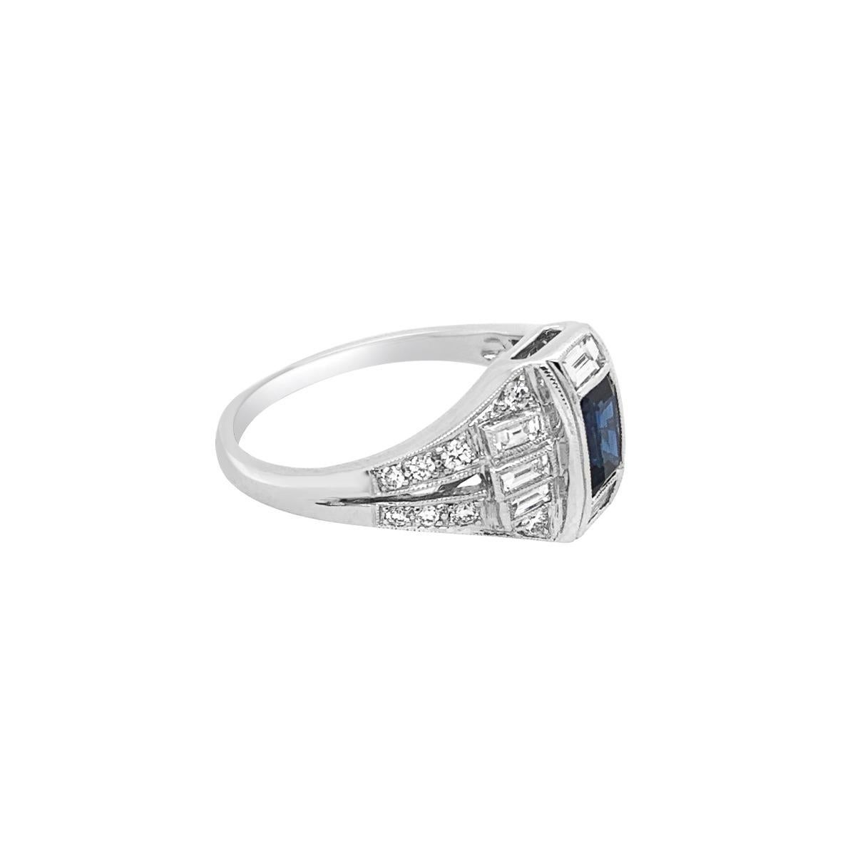 18 Karat White Gold .70 Carat Sapphire and Diamond Ring In New Condition For Sale In New York, NY