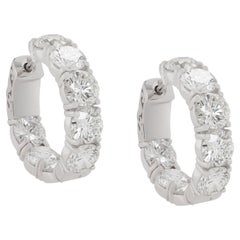 Orecchini a cerchio in oro bianco 18K con diamanti da 7,10 carati e 0,40 carati ciascuno