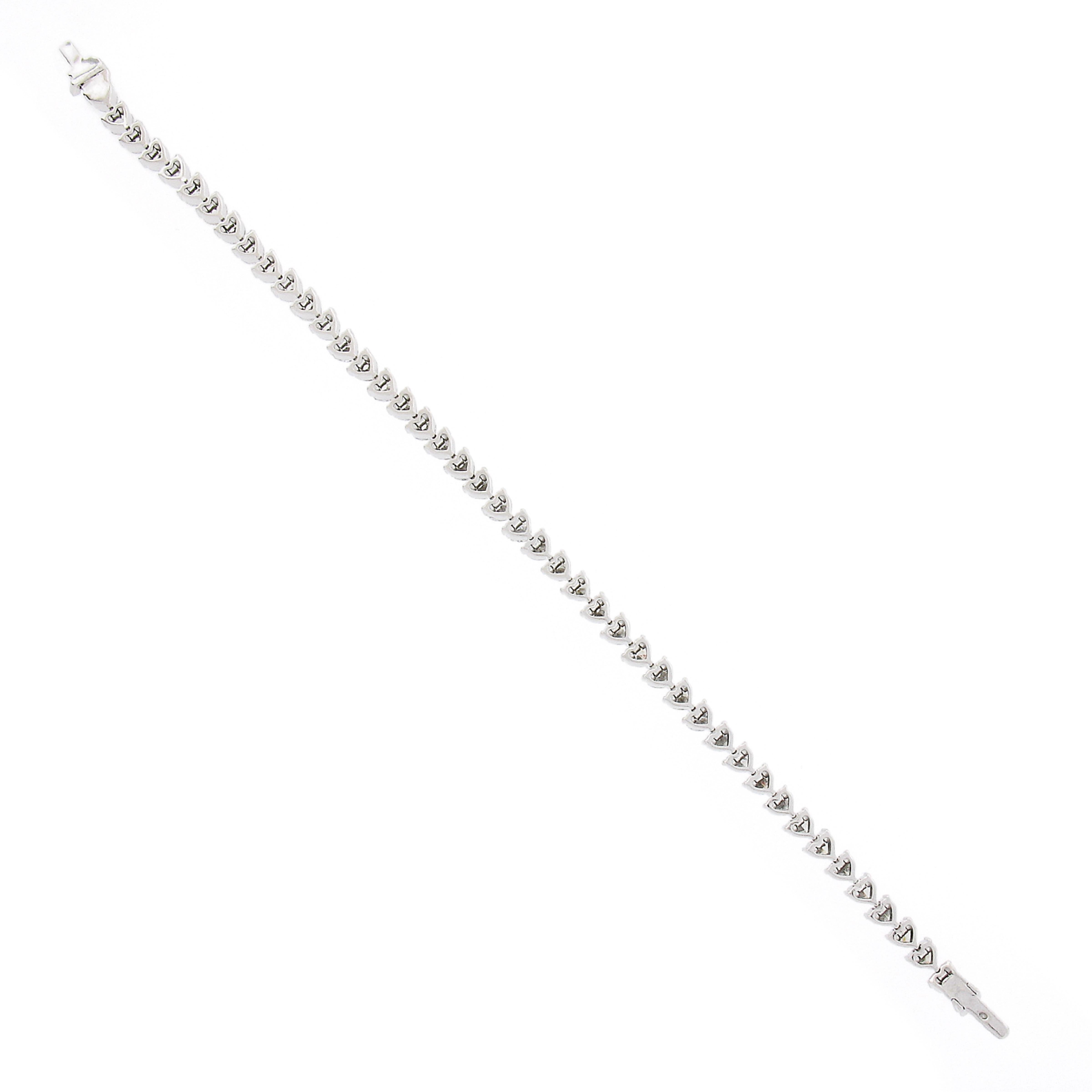  Bracelet tennis en or blanc 18 carats, 7,10 ctw de diamants taille cœur sertis en pointe Pour femmes 