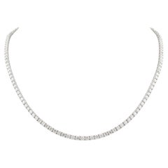 18K White Gold 7.17ct Natural Diamond Pave Necklace, Cocktail Evening Party Gift