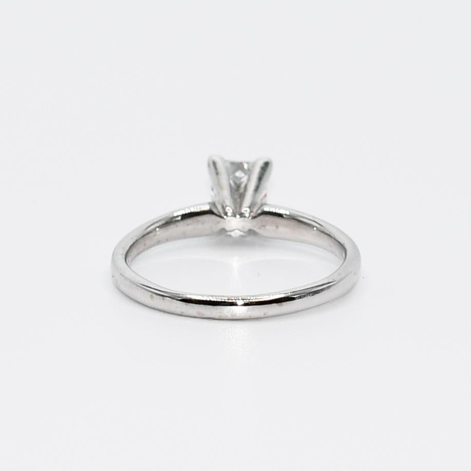 Women's 18K White Gold .71ct Princess Cut Diamond Ring, 3.3g, GSL Certified For Sale