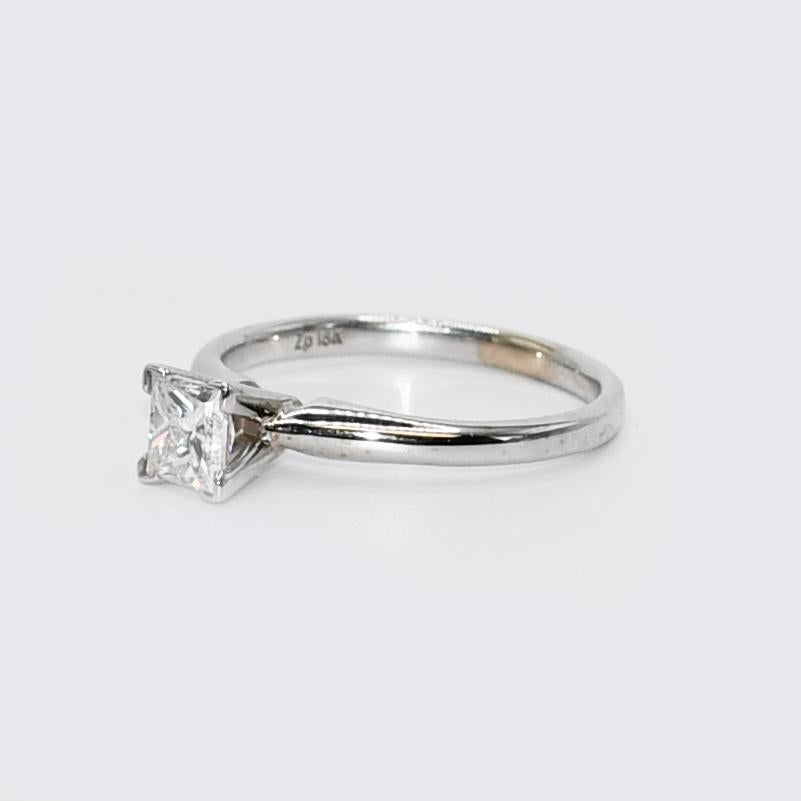 18K White Gold .71ct Princess Cut Diamond Ring, 3.3g, GSL Certified For Sale 2