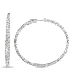 18K White Gold 7.20ct Diamond Inside-Out Hoop Earrings