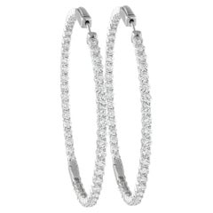 18K White Gold 7.20ct Diamond Inside-Out Hoop Earrings