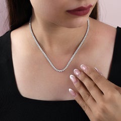 18K White Gold 7.32ct Natural Diamond Line Necklace, Milestone Birthday Gift Set