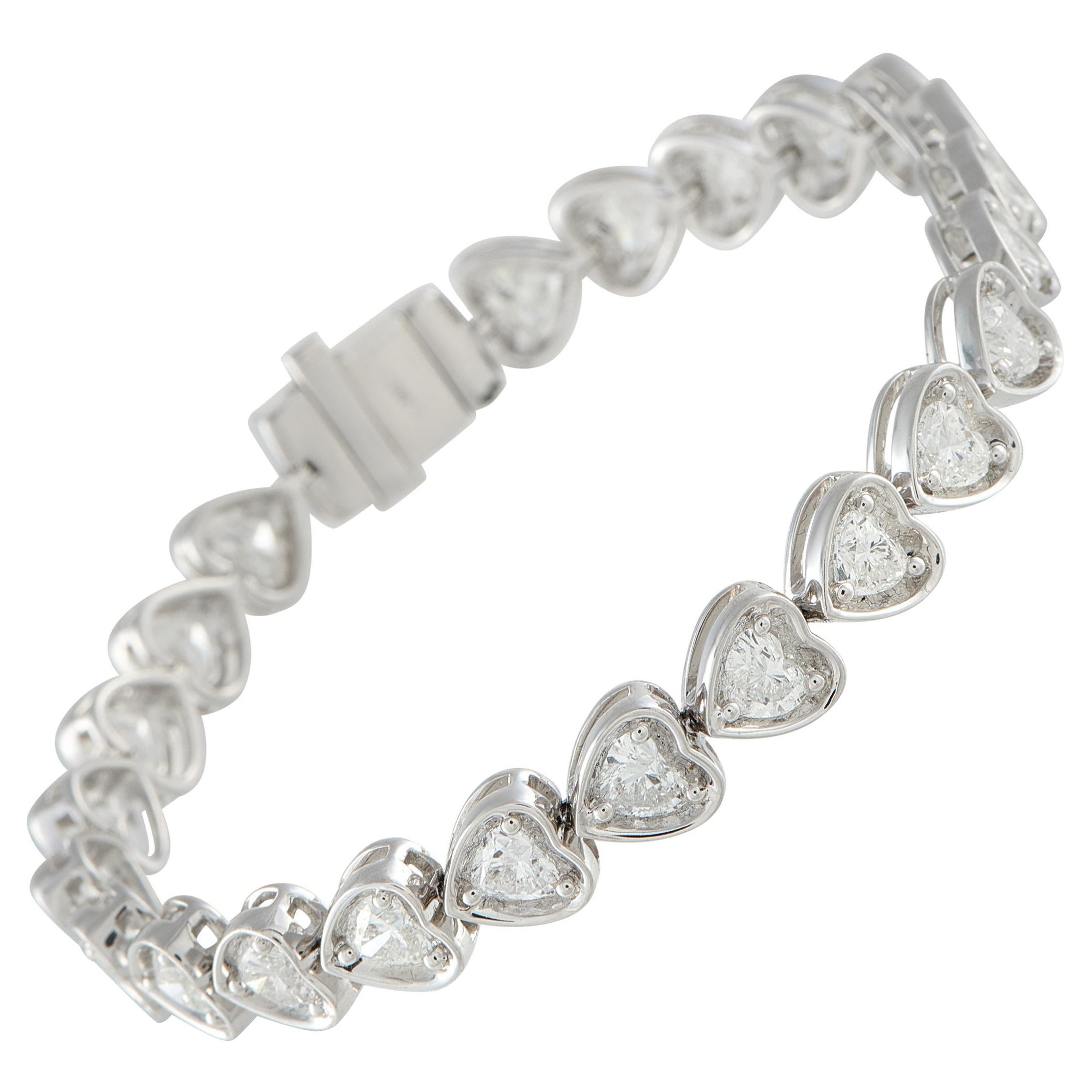 Pulsera Corazón Diamante Oro Blanco 18K 7,70ct ALB-19351 en venta