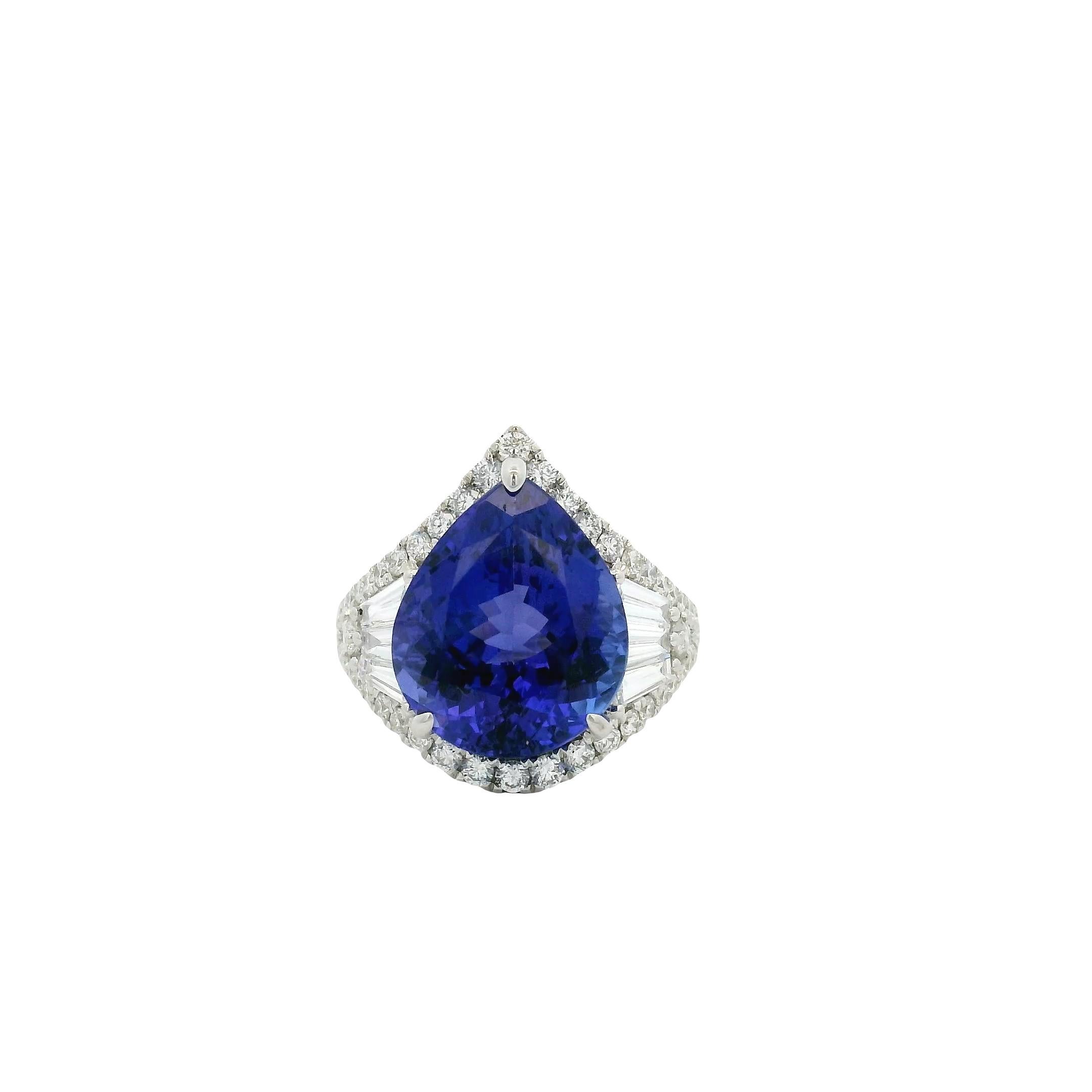 18k Weißgold 7,95ctw Birnenschliff Tansanit und 1,47ctw Runde & Baguette Diamant Ring

Dieser atemberaubende Tansanit-Diamant-Verlobungsring ist in ausgezeichnetem Zustand und sofort versandbereit!

Entwurf: Cocktail-Ring
MATERIAL: 18k