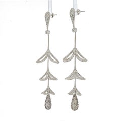 18K White Gold 8 Carat Diamond Bluebell Dangling Earrings