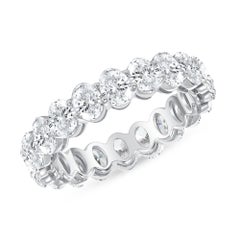 18k White Gold 8 Carat Oval Cut Natural Diamond Eternity Ring