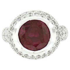 18k White Gold 8.0ctw GIA No Heat Purplish Pink Sapphire 
Diamond Cocktail Ring