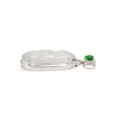 18K White Gold 8.15ct Blue Glutinous Jadeite Jade Diamond Double Drop Pendant