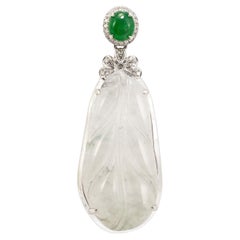 18K White Gold 8.15ct Blue Glutinous Jadeite Jade Diamond Double Drop Pendant