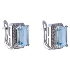 18K White Gold 8.27ct Aquamarine & 0.49ct Diamond Earrings