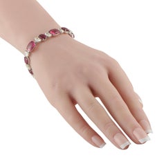 Pulsera de oro blanco de 18 quilates con 8,30 ct de diamantes y rubelita MF12-012326