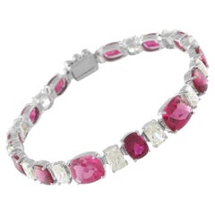 Pulsera de oro blanco de 18 quilates con 8,30 ct de diamantes y rubelita MF12-012326