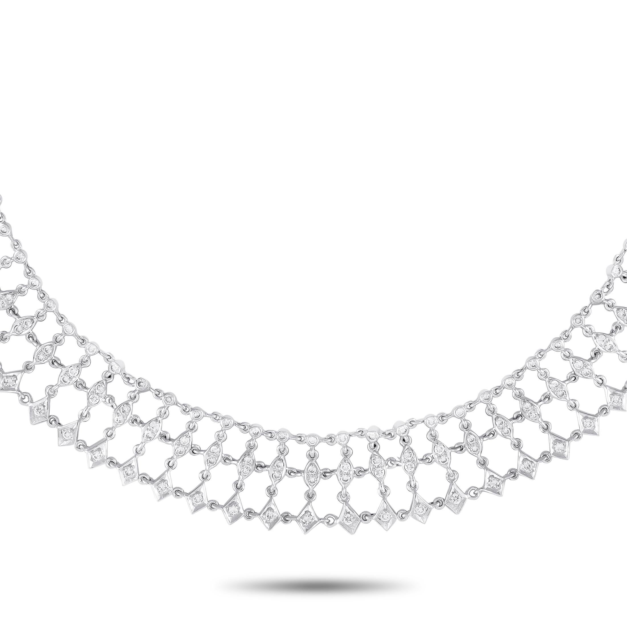 18K White Gold 8.53ct Diamond Necklace In New Condition For Sale In Southampton, PA