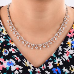 18K White Gold 8ct Mixed Cut Natural Diamond Choker Necklace SI/H HRD Certified