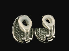 18k White Gold 9.02ctw Pave Set Fiery Diamond Covered Domed Omega Cuff Earrings
