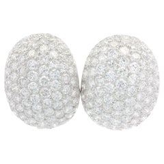 18k White Gold 9.02ctw Pave Set Fiery Diamond Covered Domed Omega Cuff Earrings