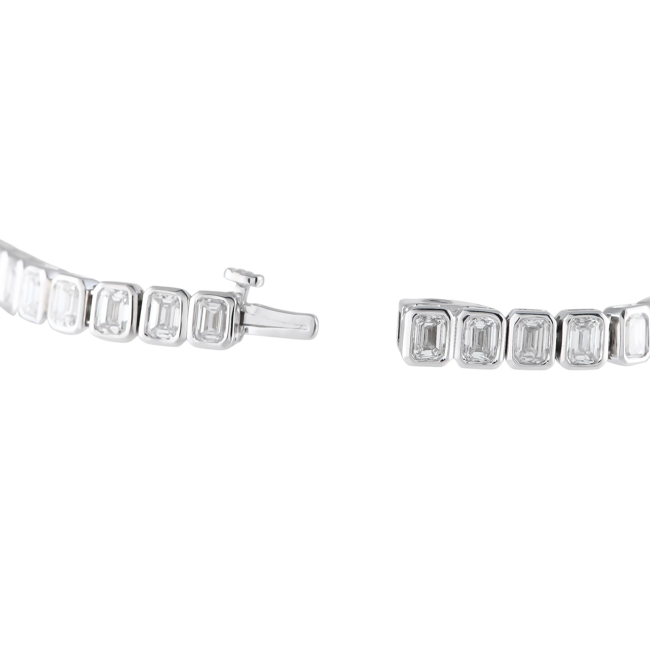 Emerald Cut 18K White Gold 9.05ct Diamond Emerald-Cut Line Bracelet
