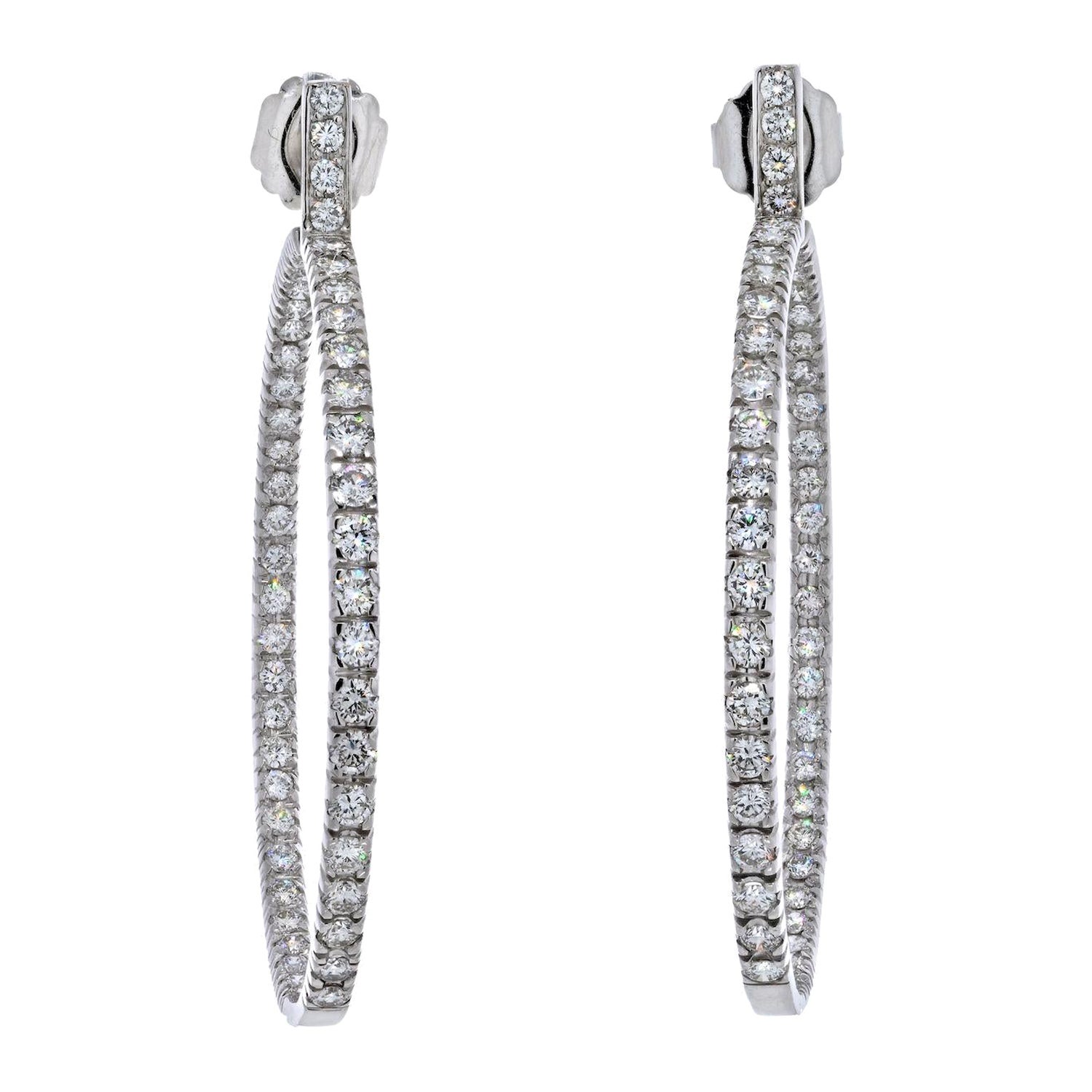 18K Weißgold 9,25 Karat Diamant-Ohrringe mit Creolen