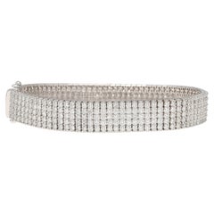 18k White Gold 9.32 Carat Natural Diamond 5-Row Tennis Bracelet