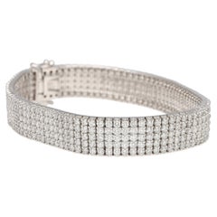 18k White Gold 9.32 Carat TW Natural Diamond 5-Row Tennis Bracelet