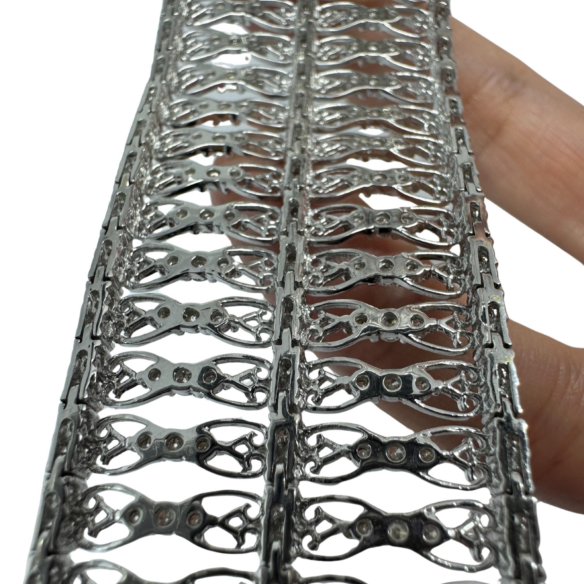 18K White Gold 9.48 Carat Diamond Bracelet - 7 inches For Sale 6