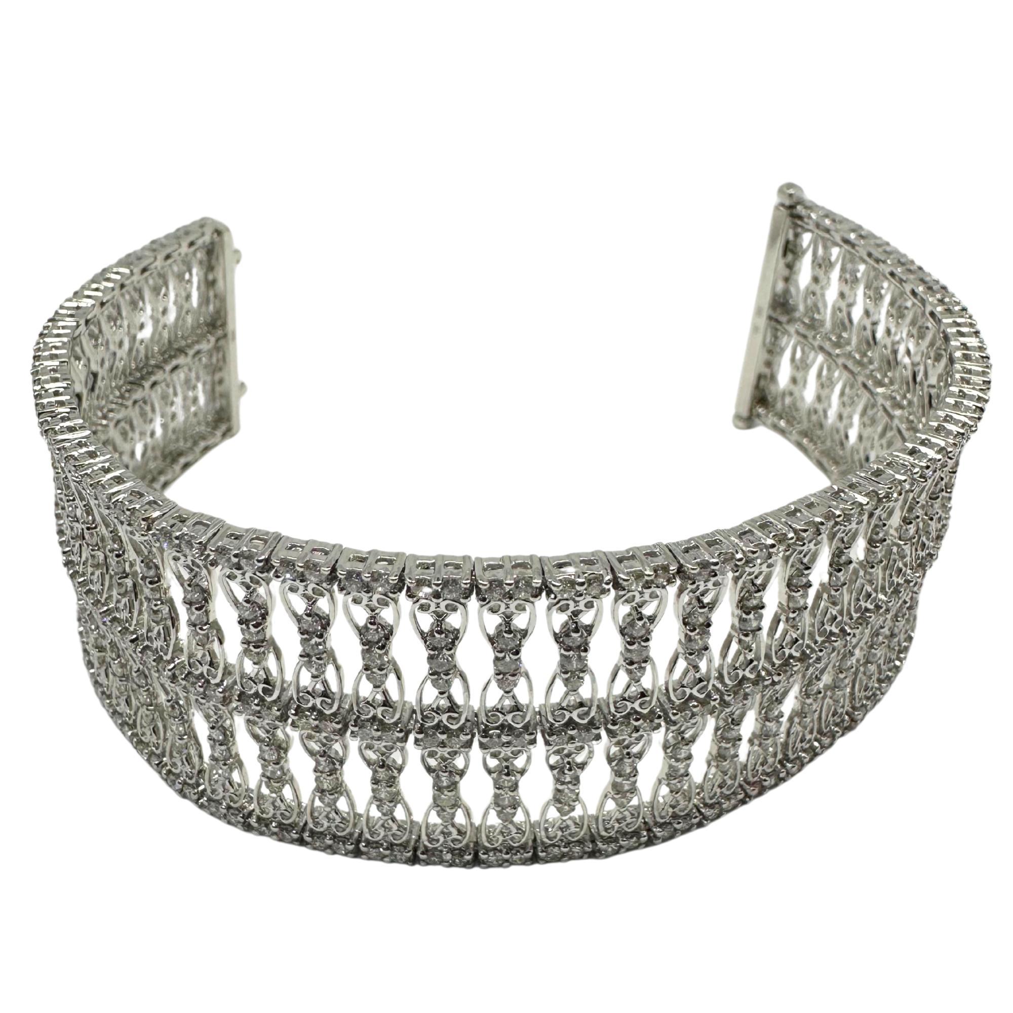 18K White Gold 9.48 Carat Diamond Bracelet - 7 inches For Sale 4