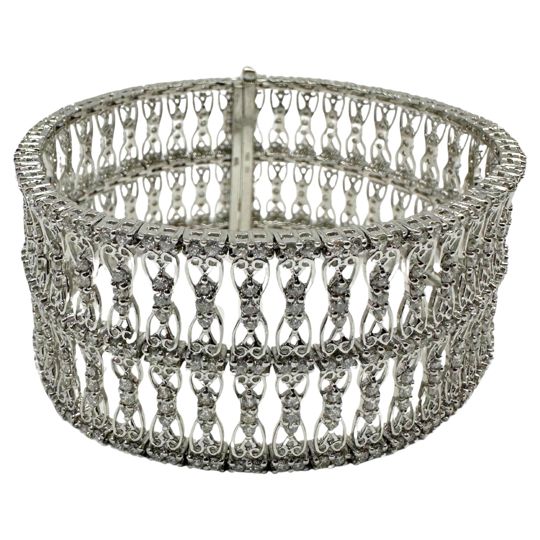 18K White Gold 9.48 Carat Diamond Bracelet - 7 inches