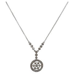 18K White Gold .95 CTW Diamond Circle "Y" Necklace