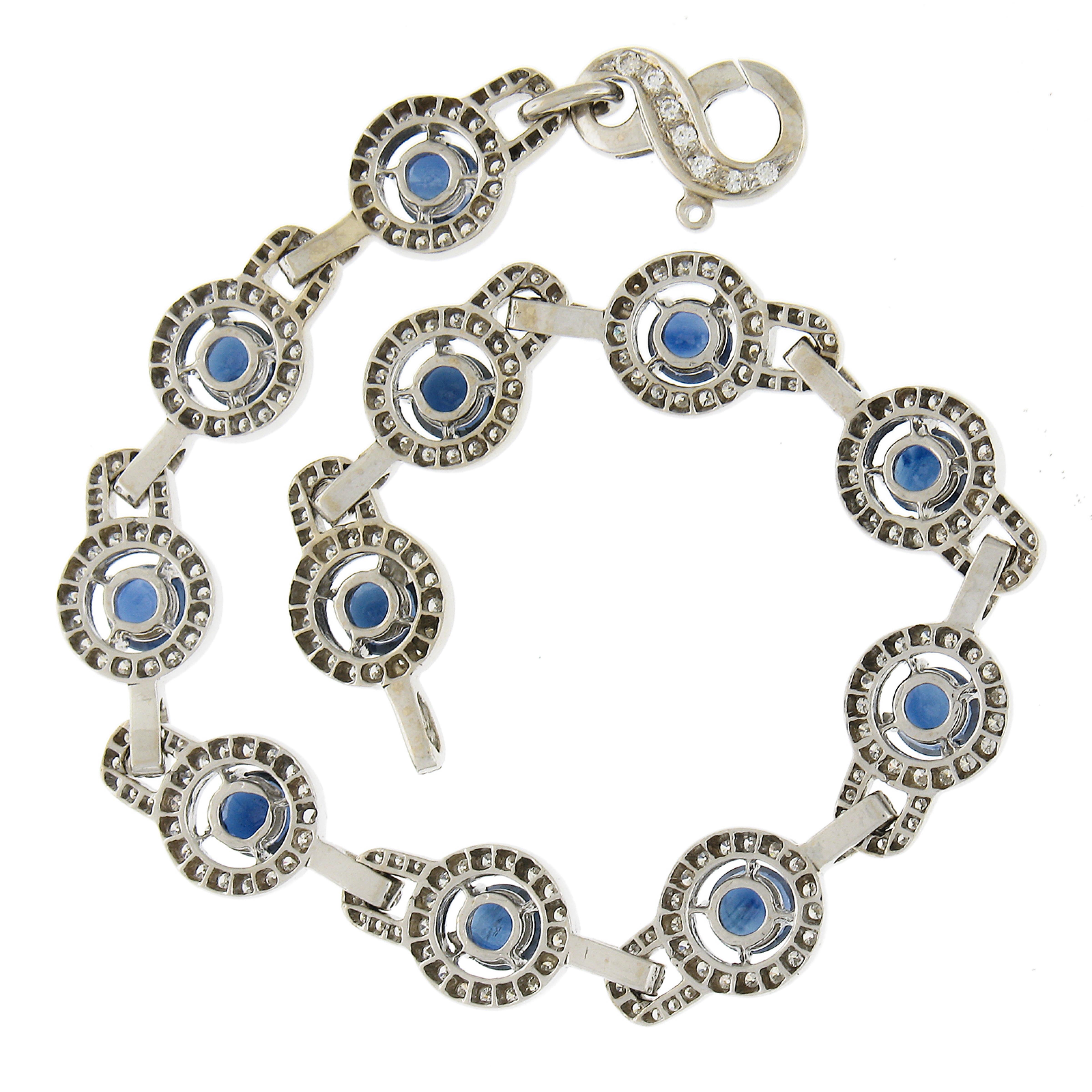 Bracelet à maillons en or blanc 18 carats avec saphirs et diamants de haute qualité de 9,51 carats en vente 1