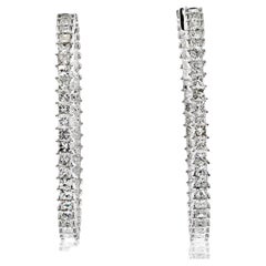 18k White Gold 9.62cttw Princess Cut Diamond Hoop Earrings