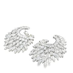 18k White Gold 9.97ctw Natural Marquise Diamond Cluster Earrings