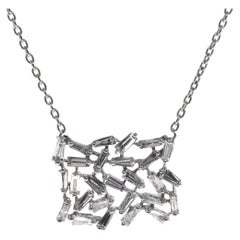 18K White Gold Abstract Pendant Necklace with 0.57 Carat Tapered Diamonds