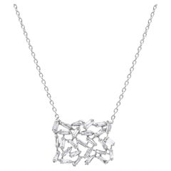 18K White Gold Abstract Pendant Necklace with 0.57 Carat Tapered Diamonds