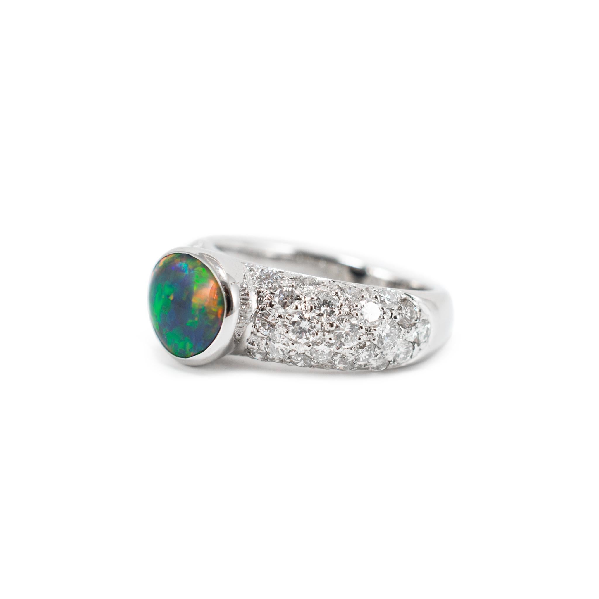18K Weißgold AGL Australian Multi Colored Black Opal Diamond Cocktail Ring (Ovalschliff) im Angebot