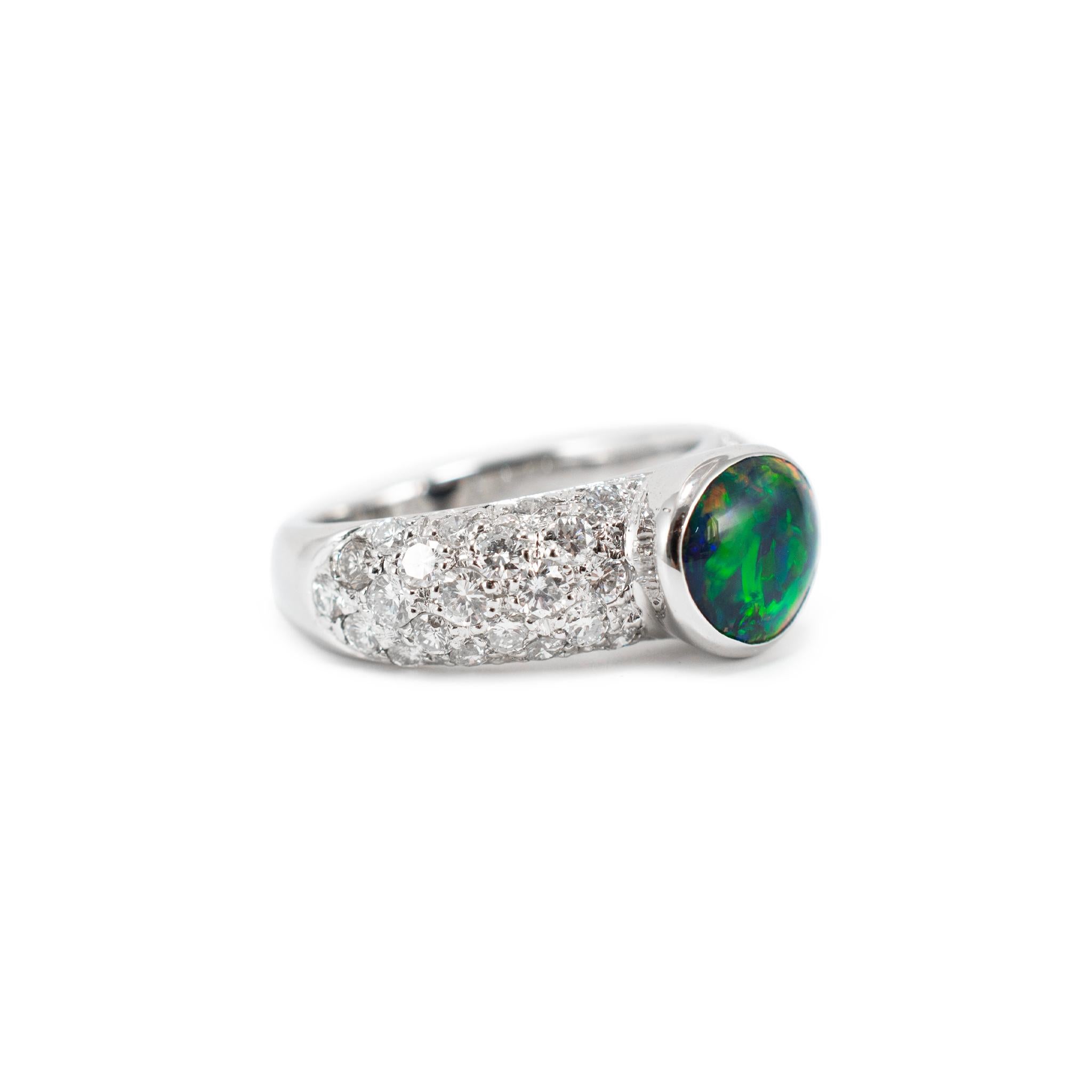 18K Weißgold AGL Australian Multi Colored Black Opal Diamond Cocktail Ring im Zustand „Hervorragend“ im Angebot in Houston, TX