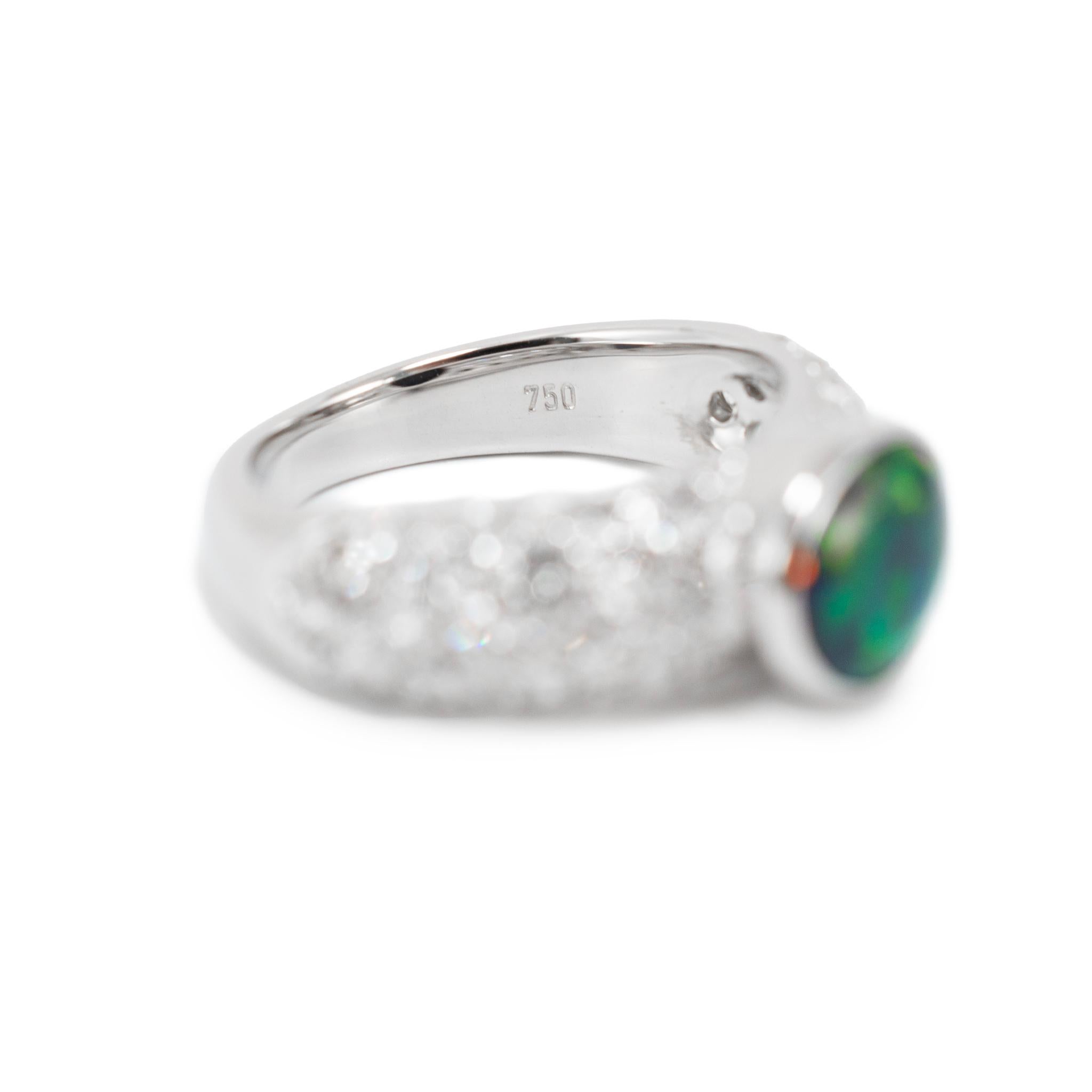 18K Weißgold AGL Australian Multi Colored Black Opal Diamond Cocktail Ring im Angebot 1