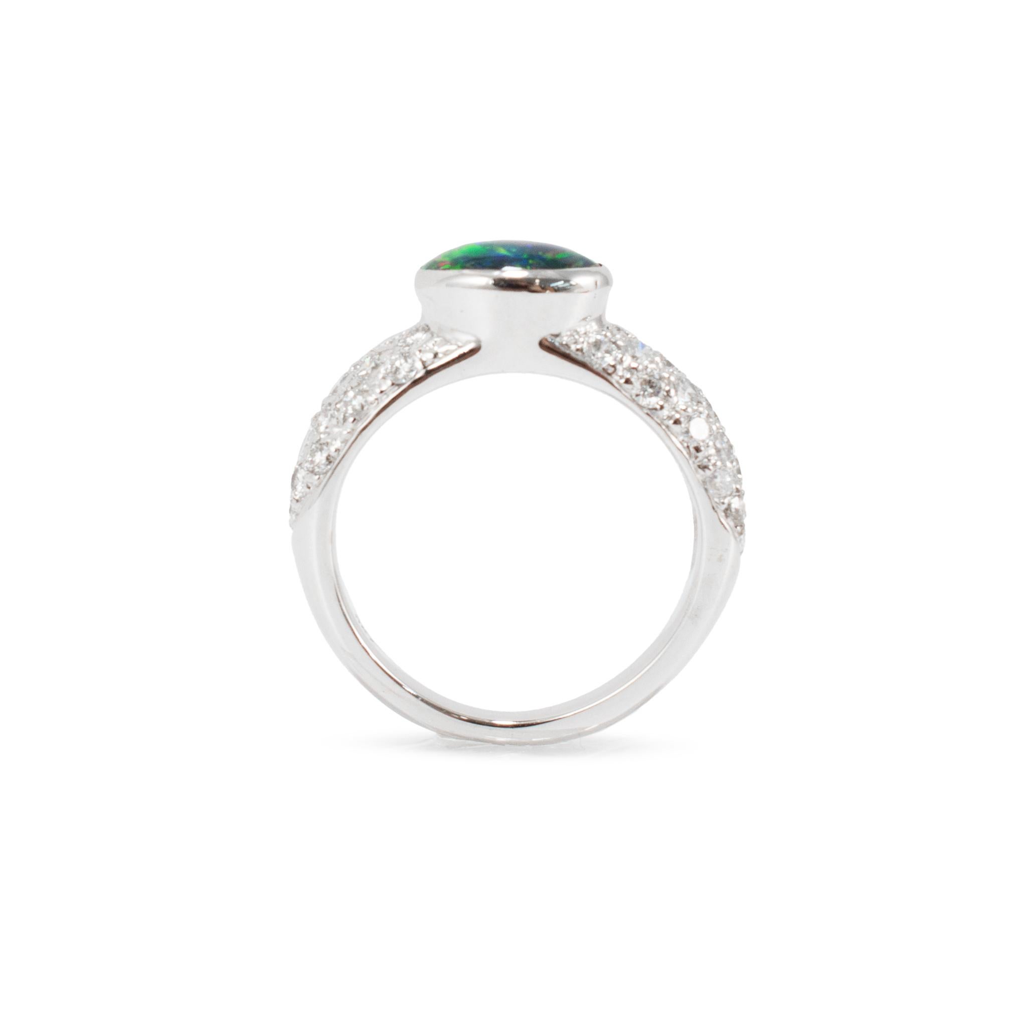 18K Weißgold AGL Australian Multi Colored Black Opal Diamond Cocktail Ring im Angebot 2