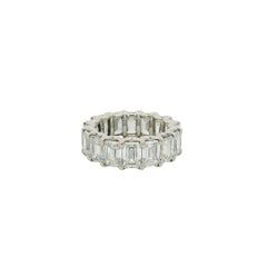 18k White Gold All GIA Certified Emerald Cut 9.82ctw Diamond Eternity Band