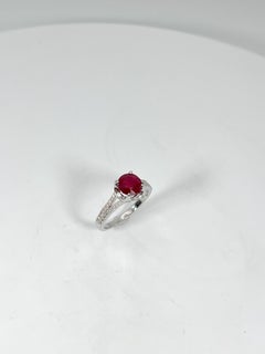 18K White Gold Allure Split Shank 1.84 Carat Ruby/Diamond .16CTW Ring