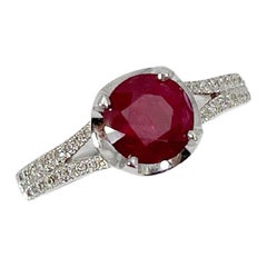 18K White Gold Allure Split Shank 1.84 Carat Ruby/Diamond .16CTW Ring