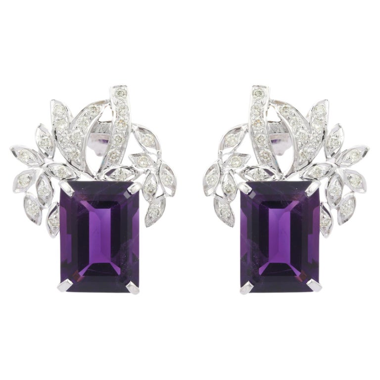 Statement 18kt Solid White Gold ct Octagon Amethyst Diamond